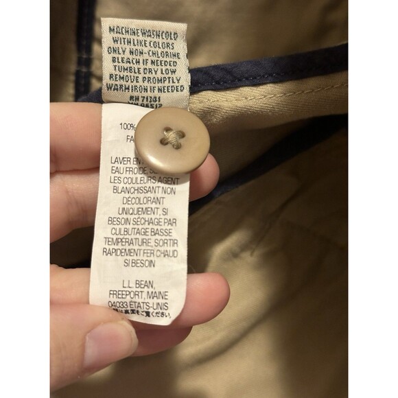 L.L. Bean Utility Jacket Coat Khaki Tan Women’s Sz Large Pima Cotton Button Up - Picture 6 of 10